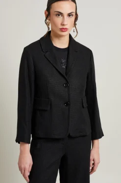 Blazer in cotone e lino - Nero