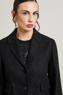 Blazer in cotone e lino - Nero