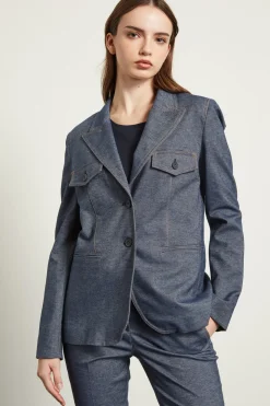 Blazer in denim - Blu Denim