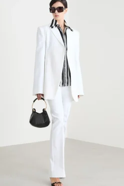 Blazer in doppio materiale stretch - Bianco