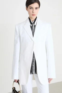 Blazer in doppio materiale stretch - Bianco