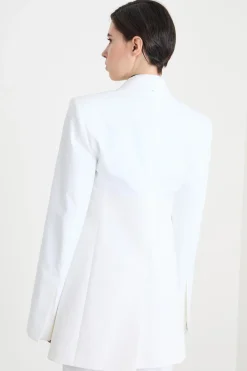 Blazer in doppio materiale stretch - Bianco