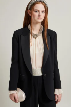 Blazer in enver satin - Nero