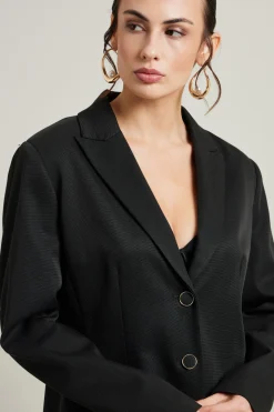 Blazer in faille di cotone - Nero