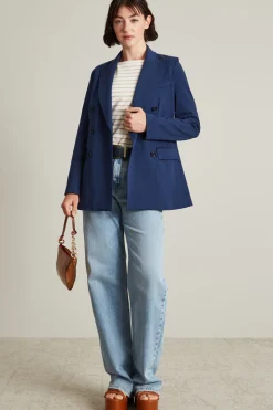 Blazer in jersey - Blu