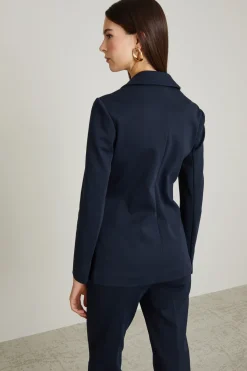 Blazer in jersey brillante - Blu Notte