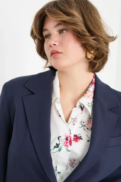 Blazer in jersey con bottone singolo - Blu