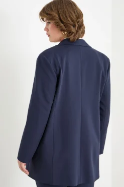 Blazer in jersey con bottone singolo - Blu