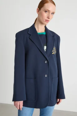 Blazer in jersey con ricamo - Blu