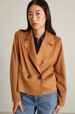 Blazer in jersey dal finish vellutato - Tabacco