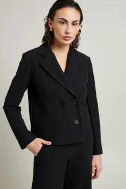 Blazer in jersey diagonale - Nero