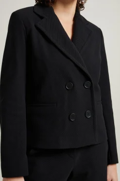 Blazer in jersey diagonale - Nero