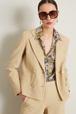 Blazer in jersey diagonale - Sabbia
