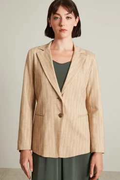 Blazer in jersey di cotone - Beige Bianco