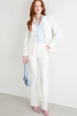 Blazer in jersey effetto jeans - Bianco