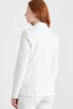 Blazer in jersey effetto jeans - Bianco