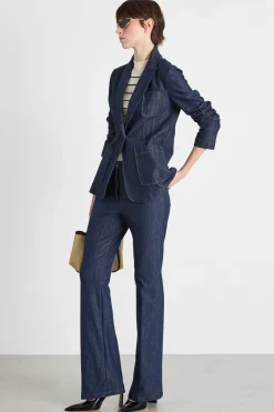 Blazer in jersey effetto jeans - Blu