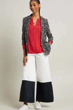 Blazer in jersey effetto stuoia - Nero Bianco