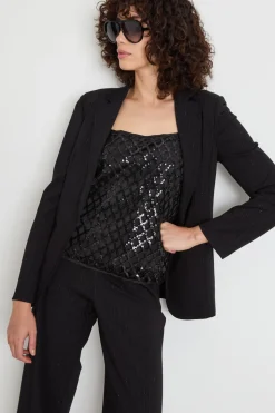 Blazer in jersey gessato - Nero