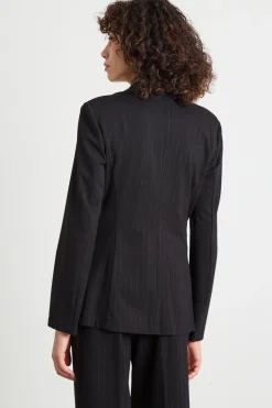 Blazer in jersey gessato - Nero