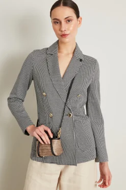 Blazer in jersey pied de poule - Nero