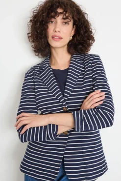 Blazer in jersey piqué - Blu