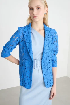 Blazer in jersey pizzo - Blu