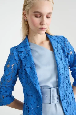 Blazer in jersey pizzo - Blu