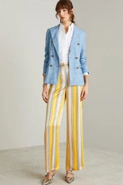 Blazer in jersey stampato - Azzurro