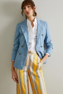 Blazer in jersey stampato - Azzurro