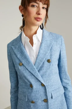 Blazer in jersey stampato - Azzurro