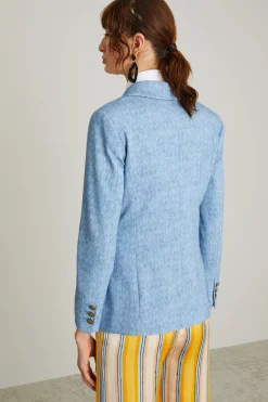 Blazer in jersey stampato - Azzurro