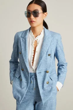 Blazer in jersey stampato - Azzurro