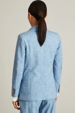 Blazer in jersey stampato - Azzurro
