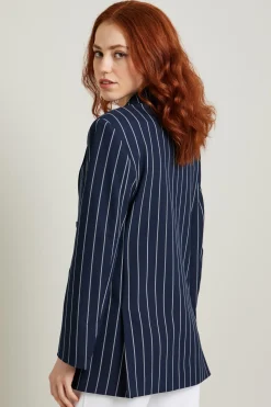 Blazer in levantina gessata - Blu Notte