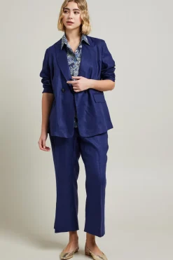 Blazer in lino - Blu