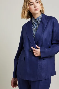 Blazer in lino - Blu
