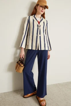 Blazer in lino e cotone - Beige Blu