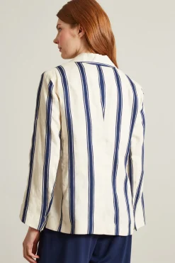 Blazer in lino e cotone - Beige Blu