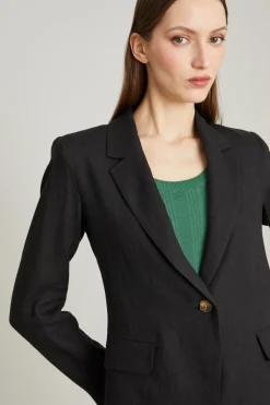 Blazer in lino - Nero