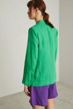 Blazer in lino - Verde