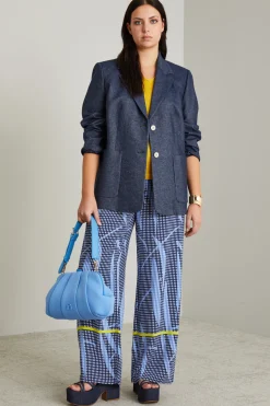 Blazer in misto lino - Blu