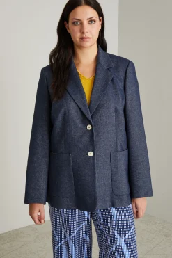 Blazer in misto lino - Blu