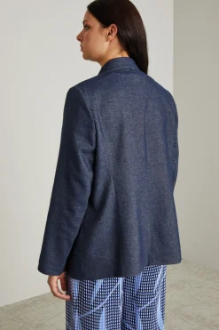 Blazer in misto lino - Blu