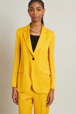 Blazer in misto lino - Giallo