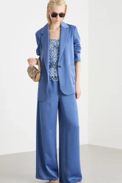 Blazer in raso - Azzurro