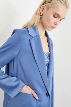 Blazer in raso - Azzurro