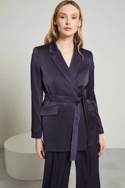 Blazer in raso - Blu Notte