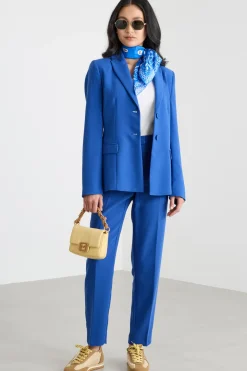 Blazer in raso dal finish opaco - Blu