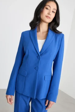 Blazer in raso dal finish opaco - Blu